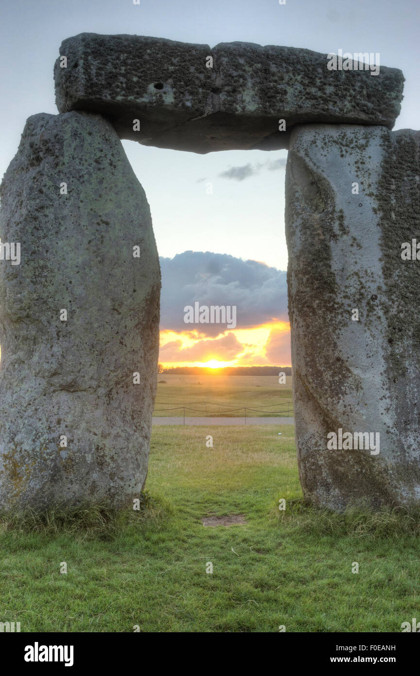 Stonehenge antico cerchio di pietra Inghilterra Foto Stock