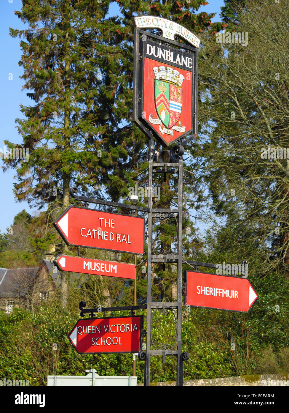 Città segno Dunblane Scozia Scotland Foto Stock