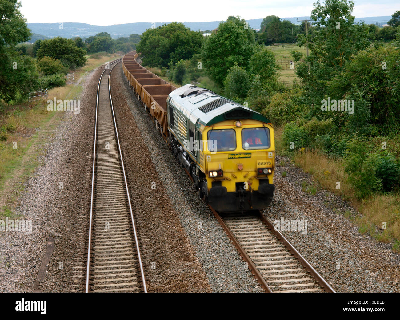 Treno merci, Somerset, Regno Unito Foto Stock
