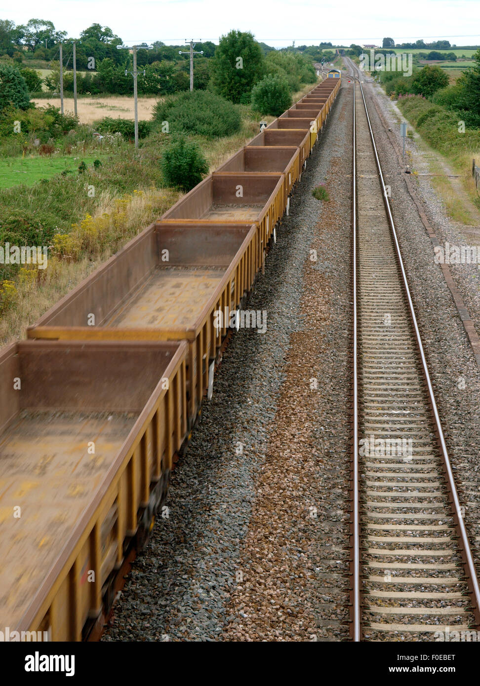 Vuoto treno merci carri, Somerset, Regno Unito Foto Stock