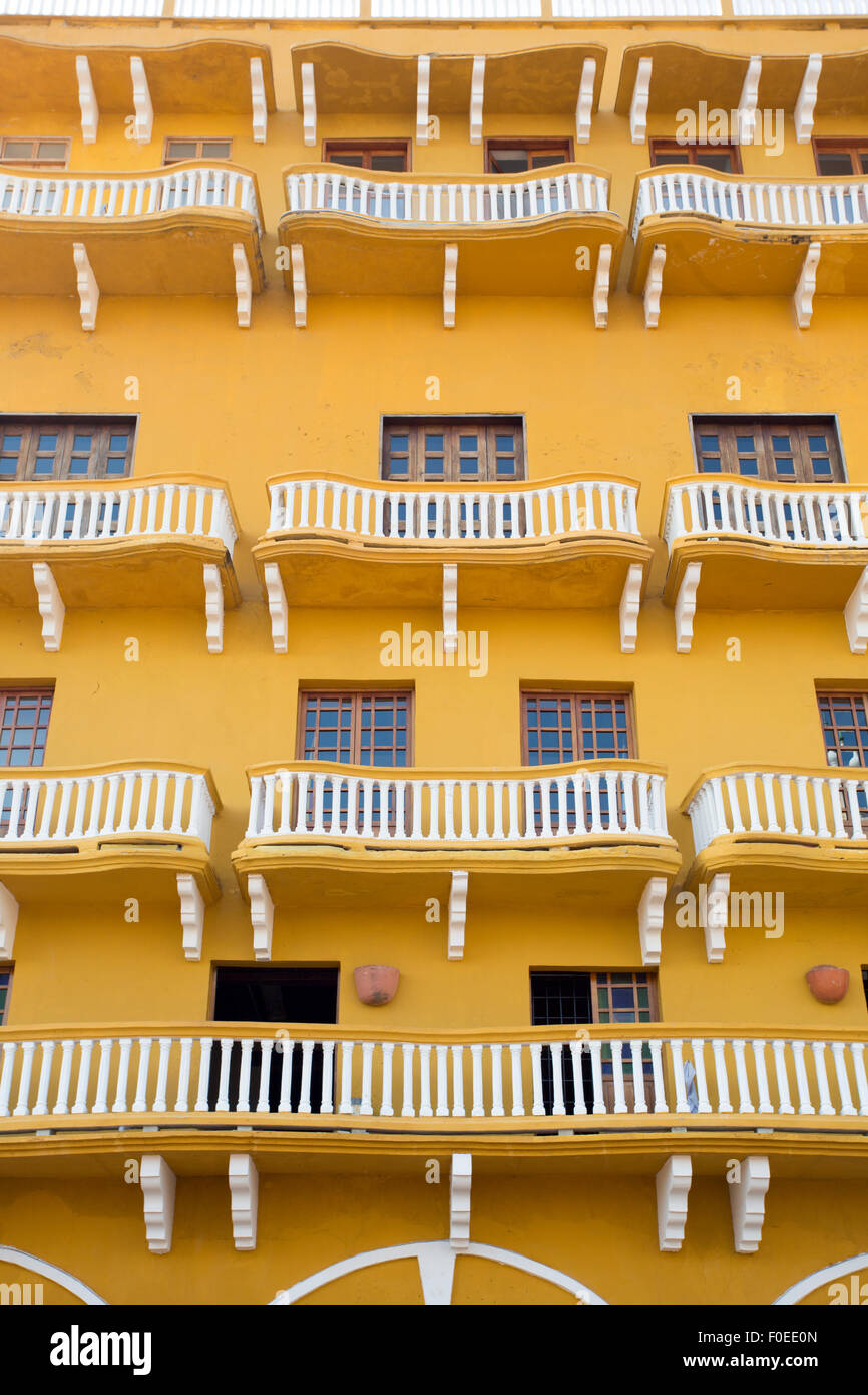 Lo spagnolo casa coloniale. Cartagena de Indias, della Colombia zona dei Caraibi. Foto Stock