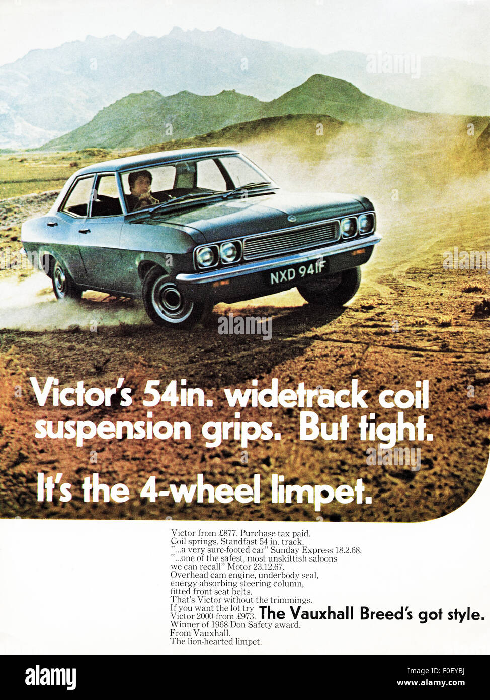 Anni sessanta annuncio. Annuncio rivista datata 1968 pubblicità Vauxhall Victor berlina familiare autovettura. Foto Stock