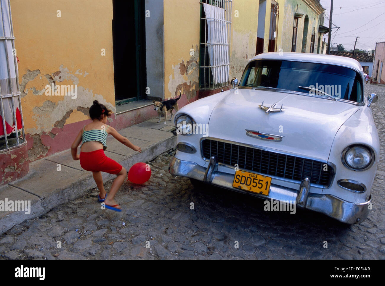 Cuba Trinidad de Cuba, Patrimonio Mondiale dell Unesco, vecchia vettura americana Foto Stock