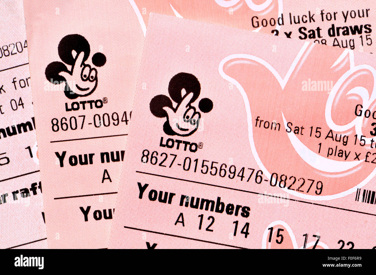 British Lotto lotteria nazionale biglietti - Nuovo design a partire da agosto 2015 Foto Stock