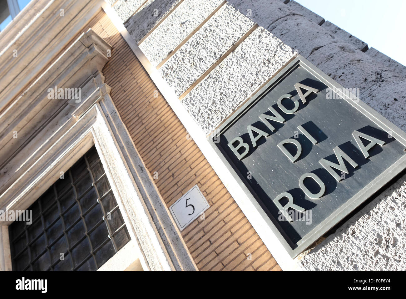 Insegna Banca di Roma, Roma, Italia. Foto Stock