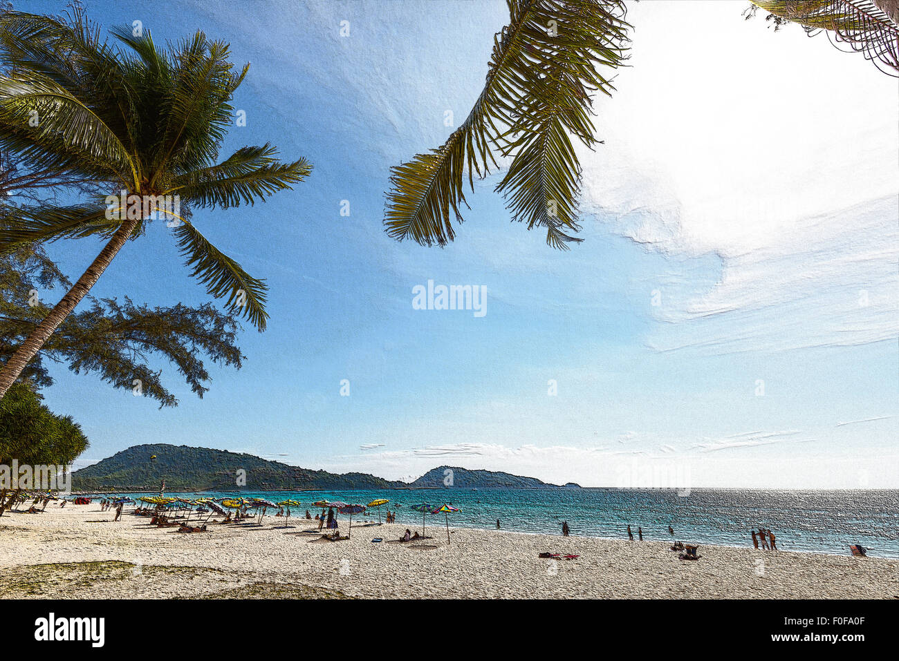 Effetto texture in Hat Patong Beach foto, bellissimo paesaggio del Mare delle Andamane sotto il cielo estivo di Phuket Thailandia Foto Stock