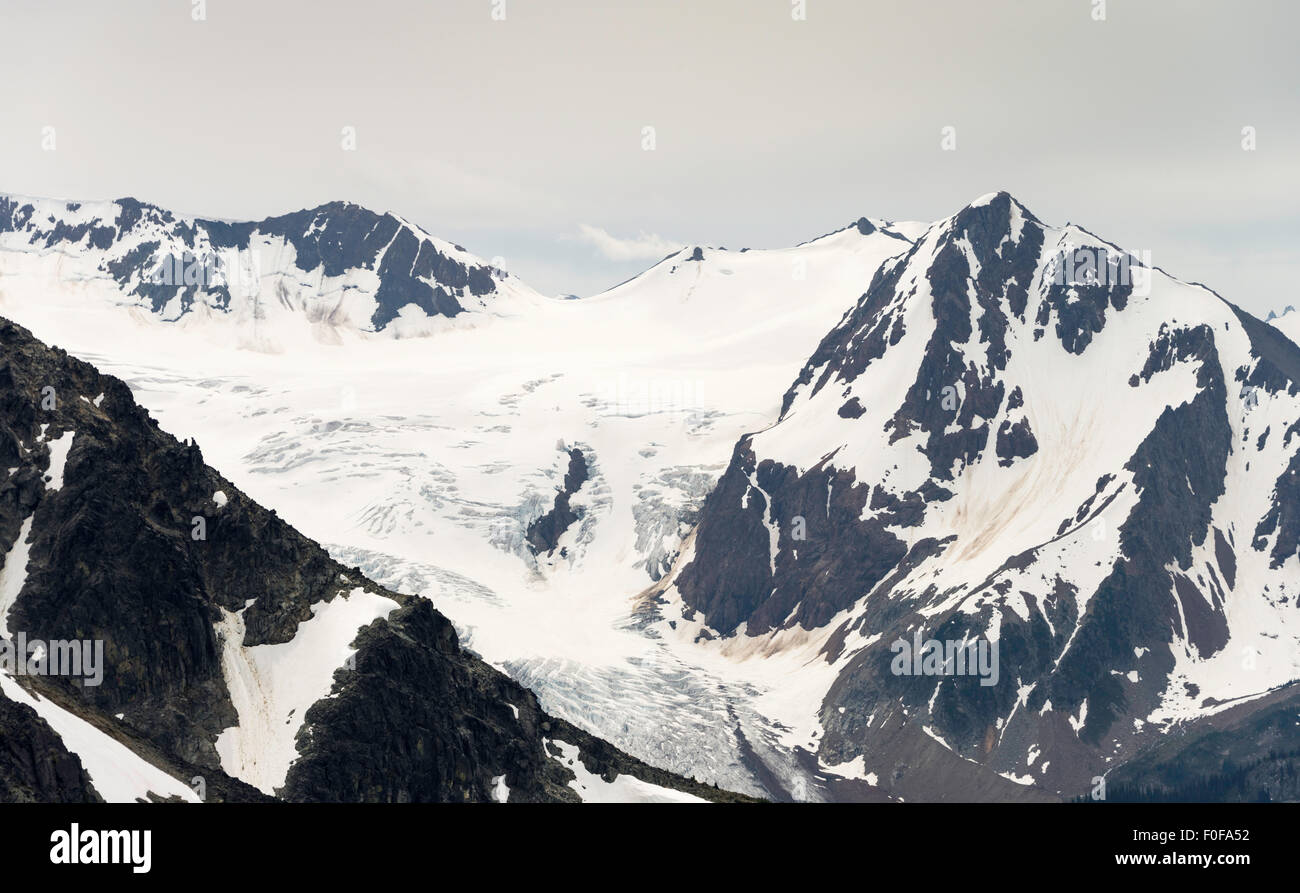 Overlord ghiacciaio, visto da vicino il rifugio Horstman sul Monte Blackcomb, Whistler, BC, Canada Foto Stock