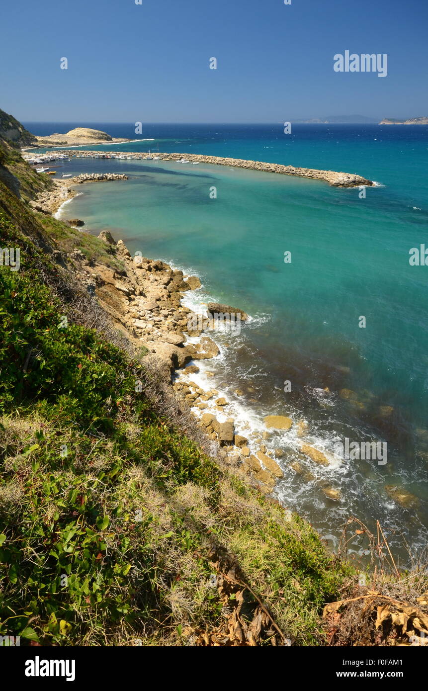 La costa occidentale di Corfù. Foto Stock