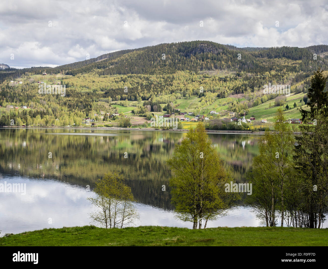 Il lago nella valle di Setesdal, Norvegia Foto Stock