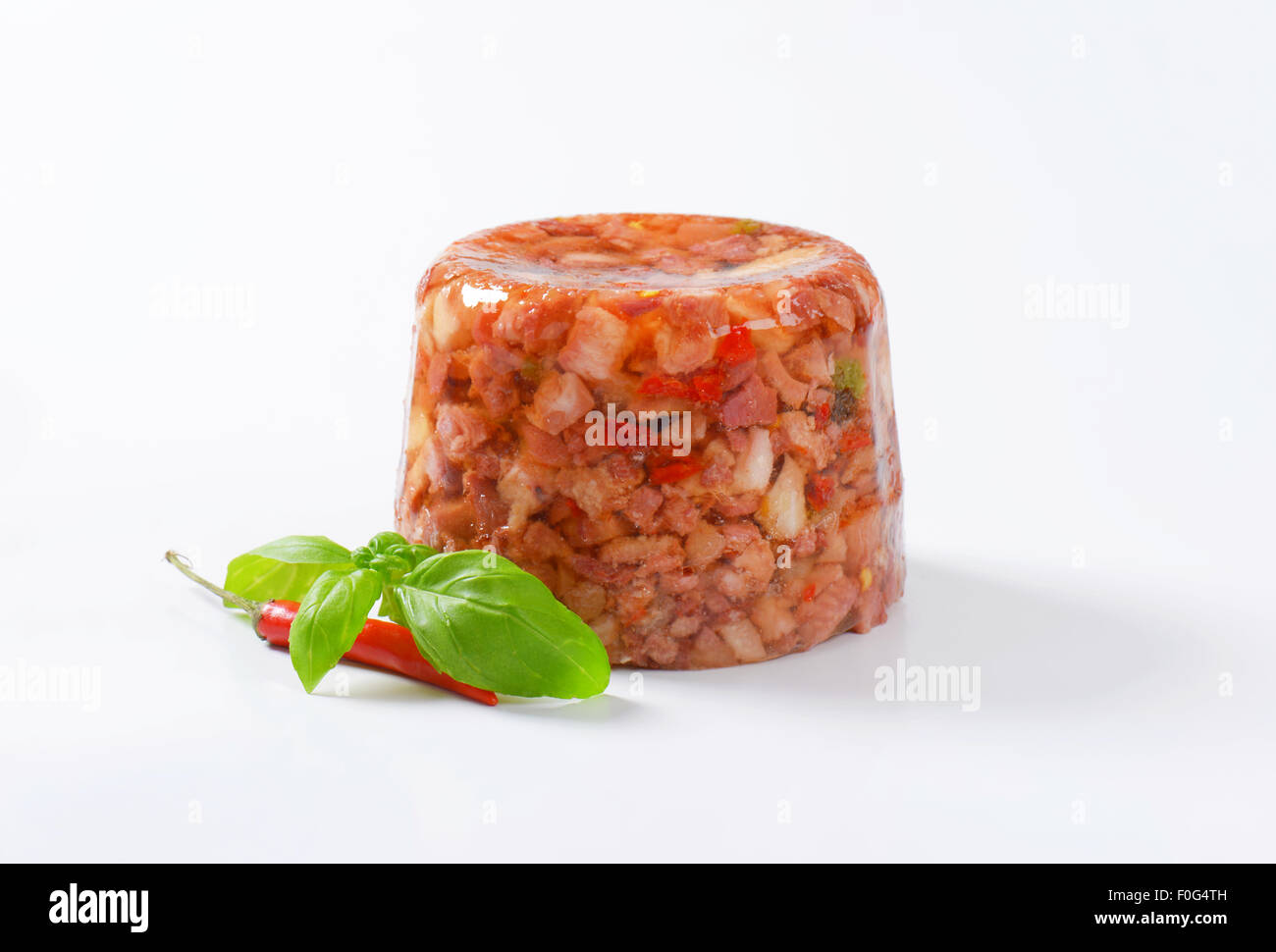 La carne di maiale fresca con peperoncino in aspic Foto Stock