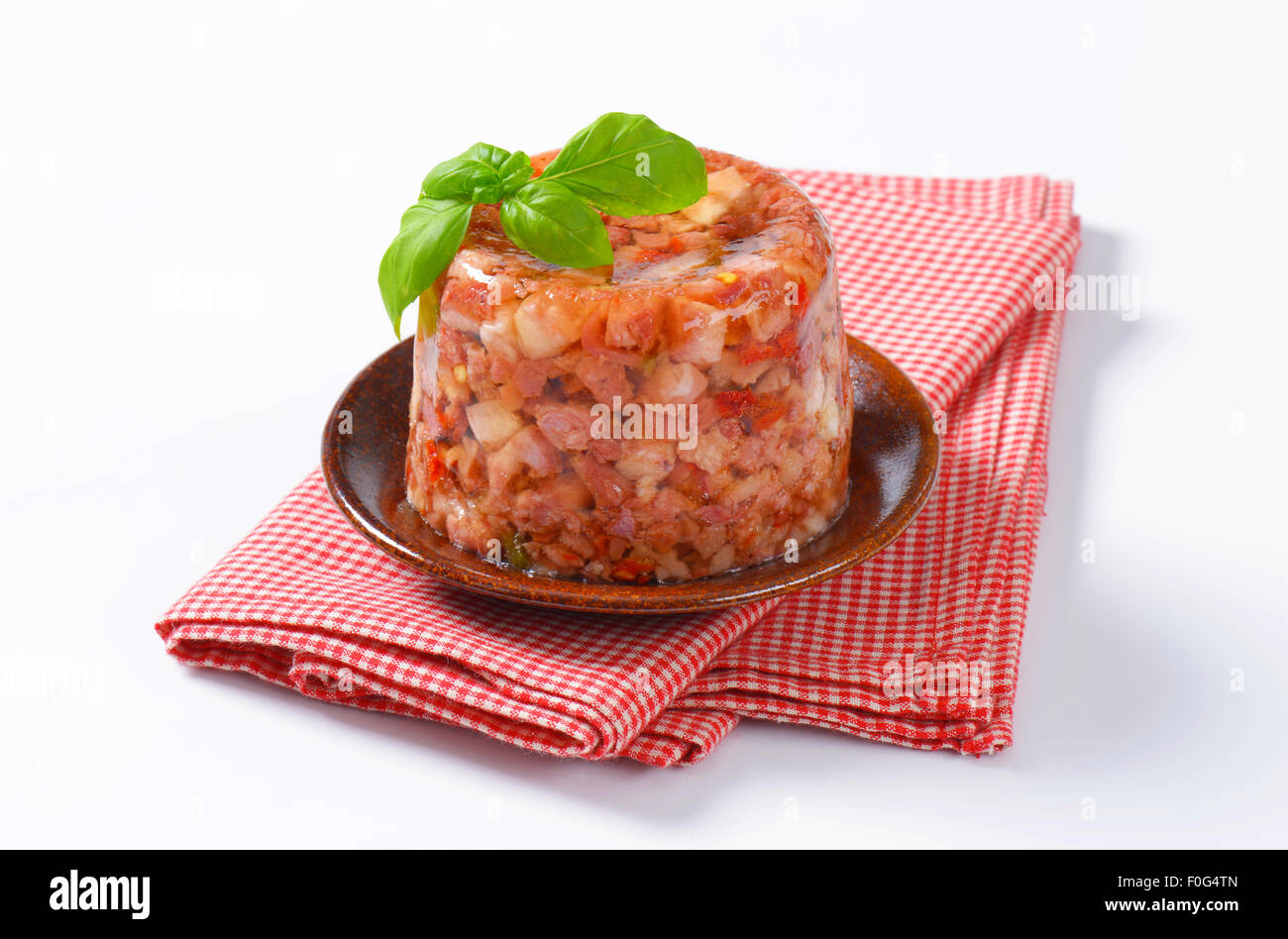 La carne di maiale fresca con peperoncino in aspic Foto Stock