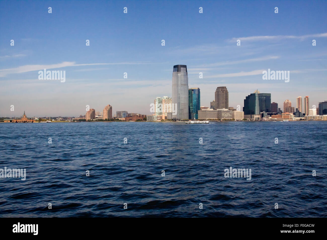 New Jersey skyline in una bella giornata di sole. Foto Stock