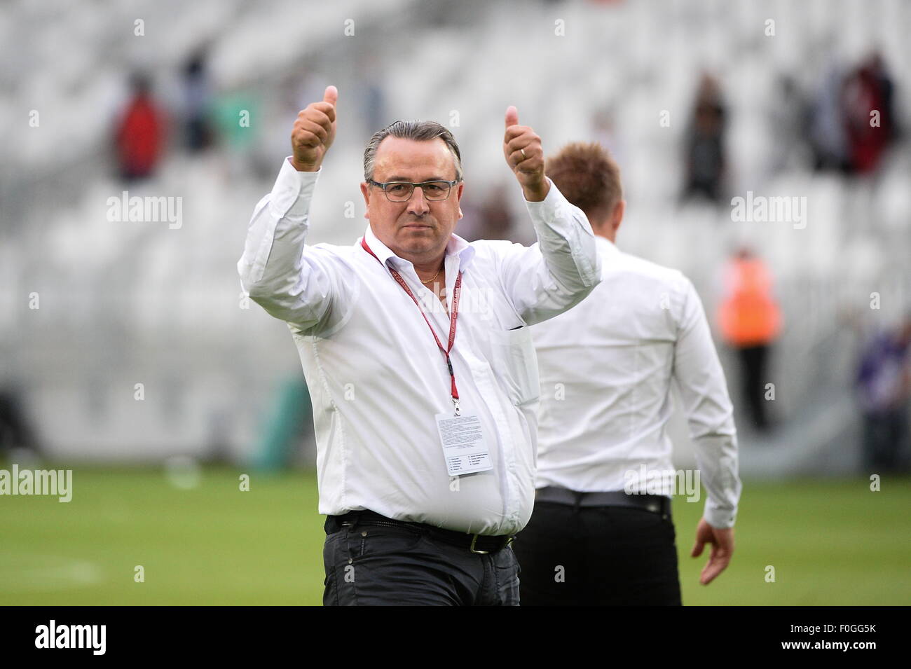 La joie Jean Pierre CAILLOT - 09.08.2015 - Bordeaux/Reims - 1ere journee Ligue 1.Photo : Nolwenn Le Gouic/Icona Sport Foto Stock