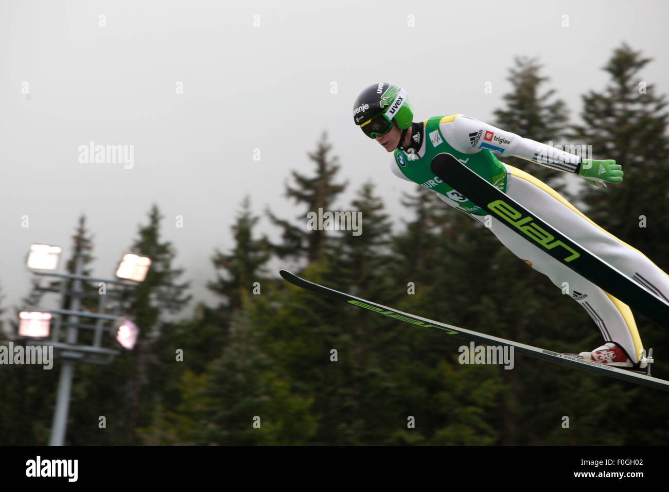 Ski Jumping World Cup uomini finale, Courchevel, 2015, Francia, Slovenia, PREVC Peter, il terzo classificato, nr.3 Foto Stock