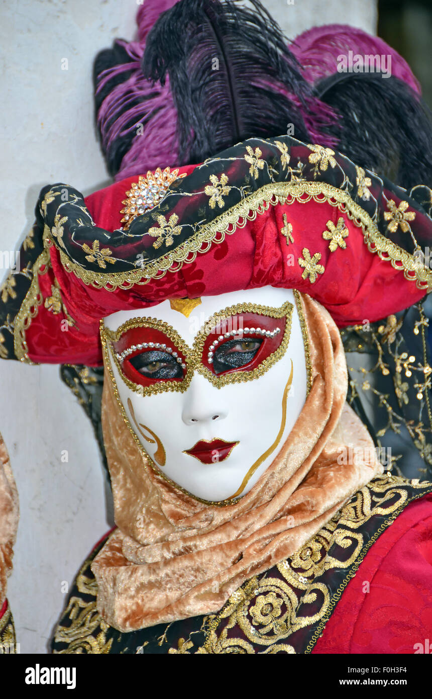 Splendido costume veneziano al Carnevale di Venezia Foto Stock