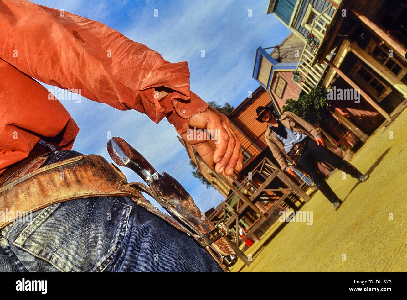 Cowboys al parco a tema Texas Hollywood/Fort Bravo in stile western. Texas Hollywood/Fort Bravo. Almeria. Spagna Foto Stock