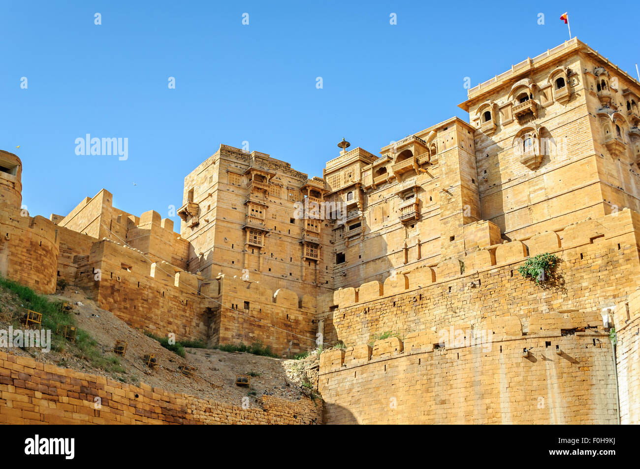 Diverse parti del Golden Fort di Jaisalmer, Rajasthan in India con spazio di copia Foto Stock