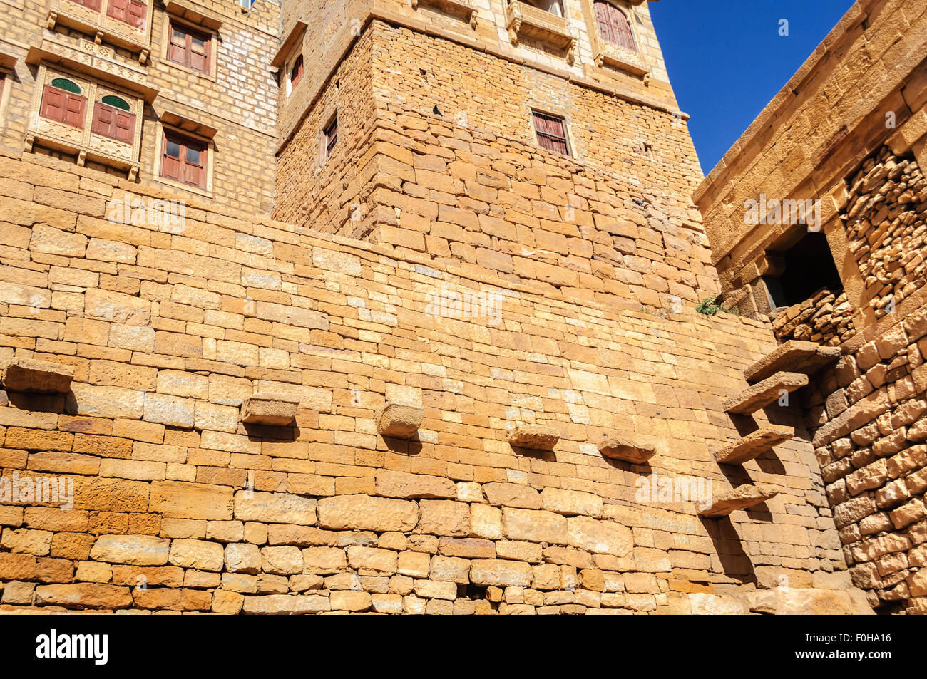 Diverse parti del Golden Fort di Jaisalmer, Rajasthan in India con spazio di copia Foto Stock