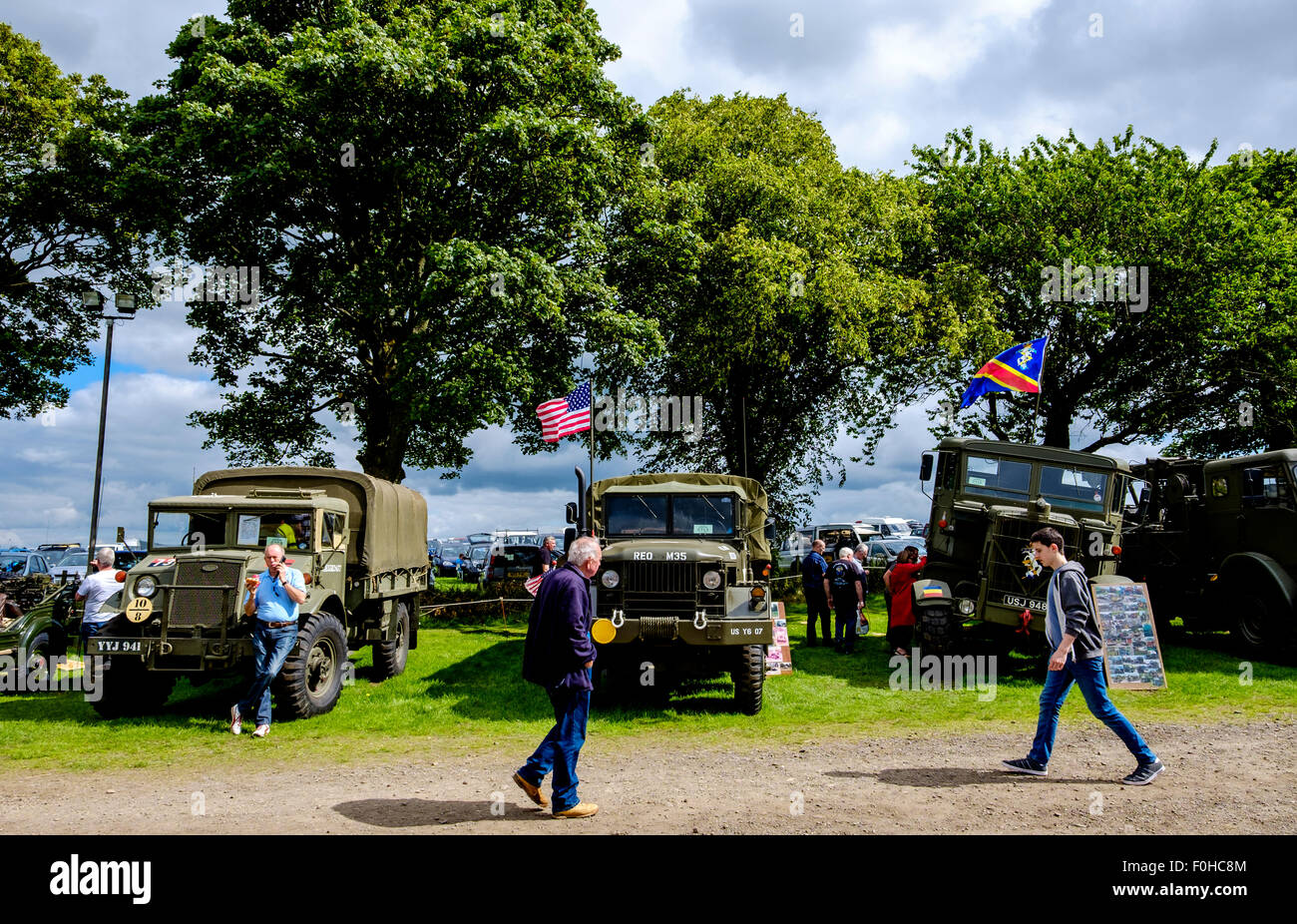 Vintage veicoli militari a Biggar Vintage Rally, South Lanarkshire, Scozia Foto Stock