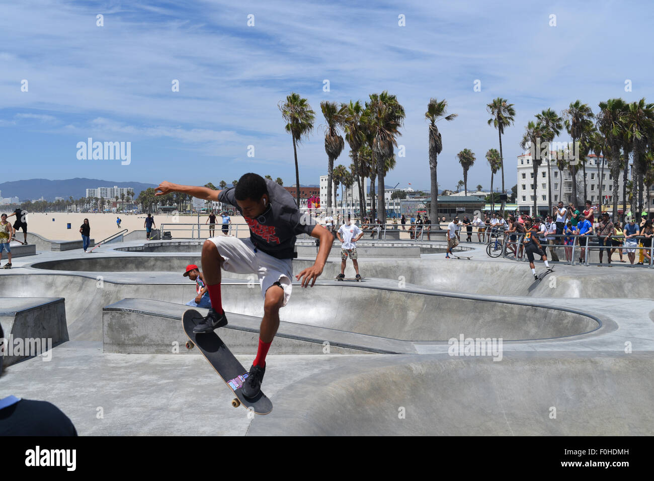 Stati Uniti d'America California CA Los Angeles Venice Beach Skateboard Park un libero e pubblico skate park Foto Stock