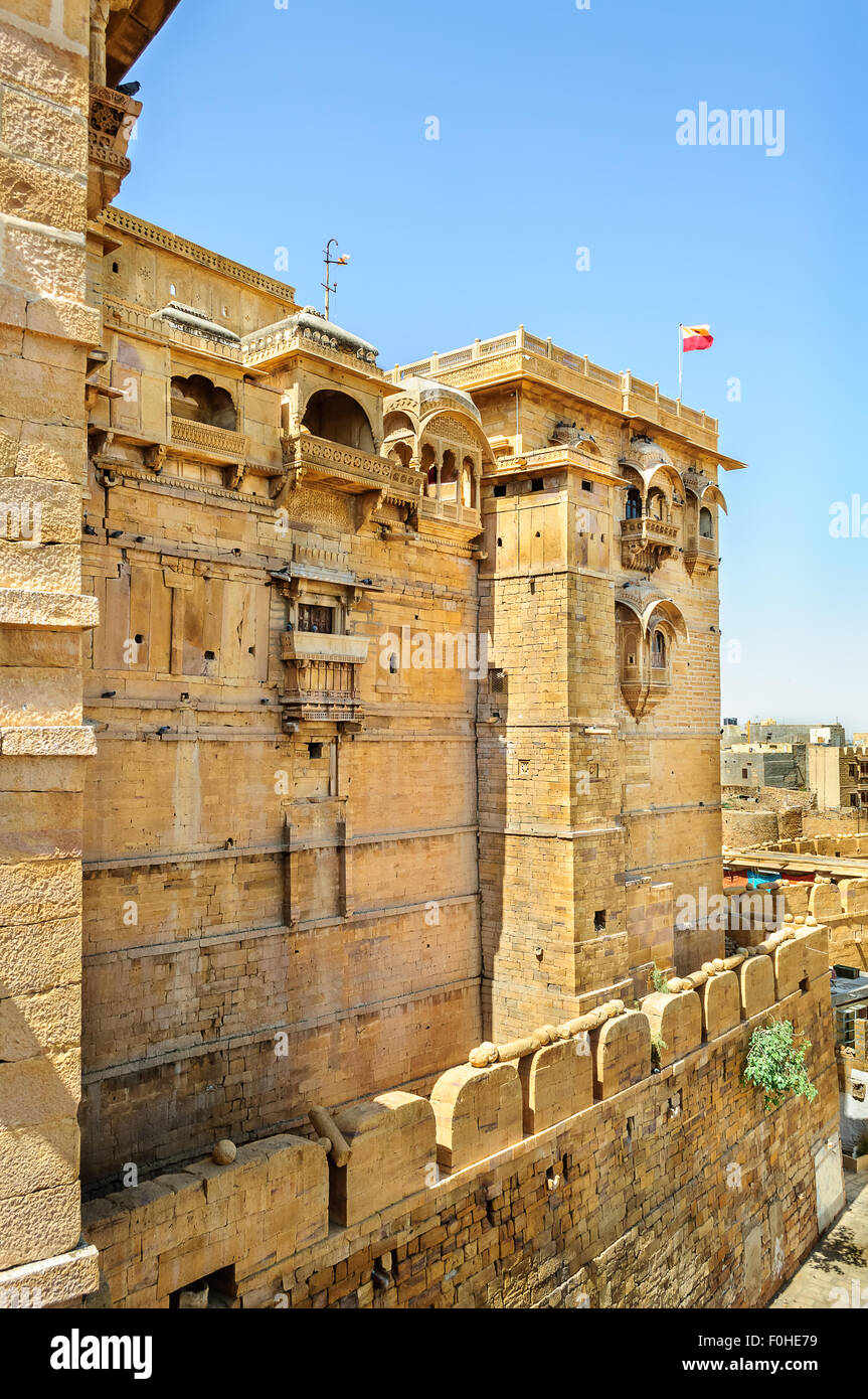 Diverse parti del Golden Fort di Jaisalmer, Rajasthan in India con spazio di copia Foto Stock