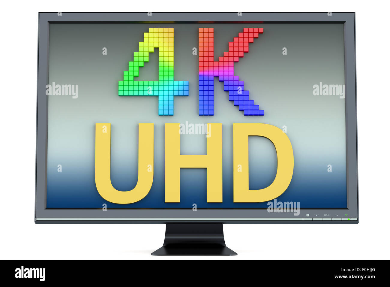 4K Ultra HD concept multicolore isolati su sfondo bianco Foto Stock