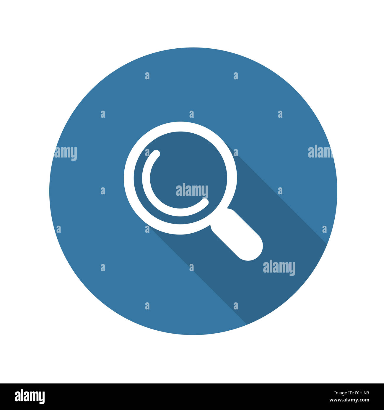 Icona di ricerca. Design piatto. Lunga ombra. Isolato. Foto Stock