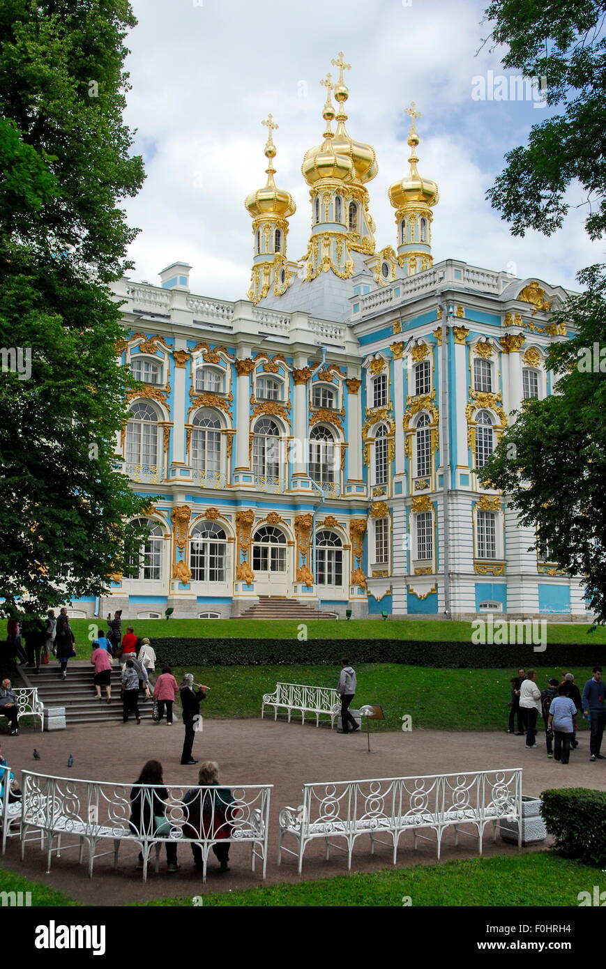 Chiesa Russa Ortodossa della Risurrezione nel Palazzo di Caterina a Pushkin, Carskoe Selo, nei pressi di San Pietroburgo, Russia Foto Stock