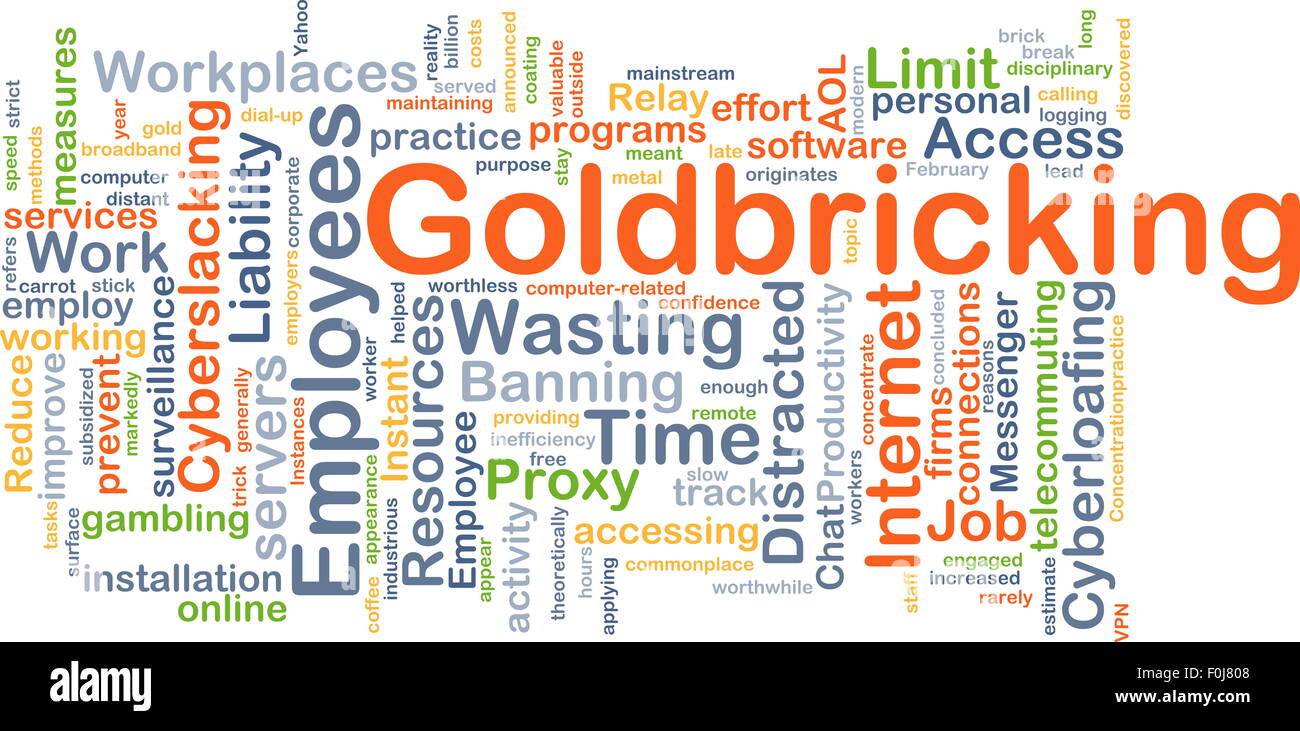 Concetto di sfondo wordcloud illustrazione di goldbricking Foto Stock