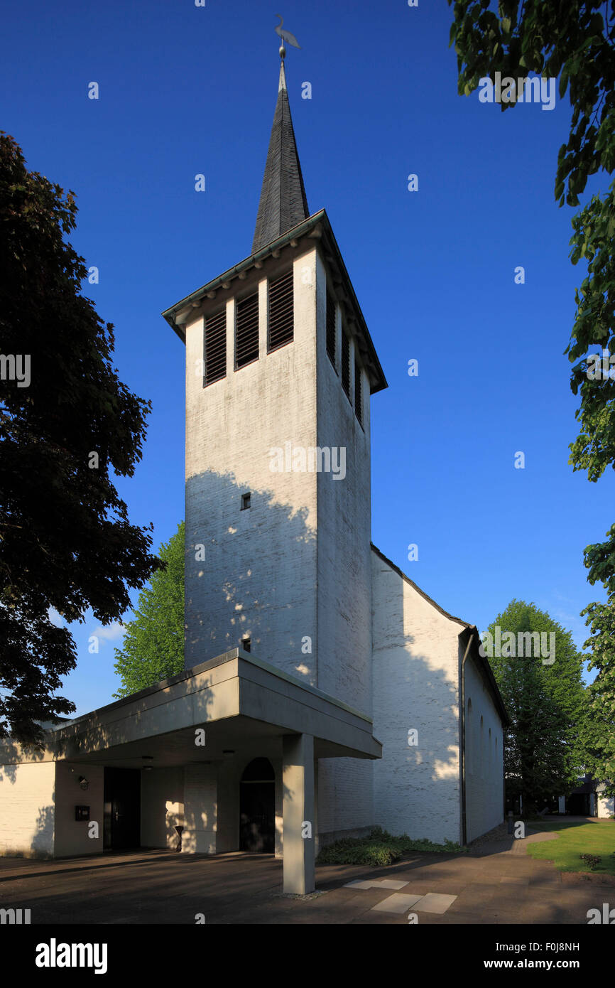 Evangelische Pfarrkirche in Voerde-Spellen, Niederrhein, Ruhrgebiet, Renania settentrionale-Vestfalia Foto Stock