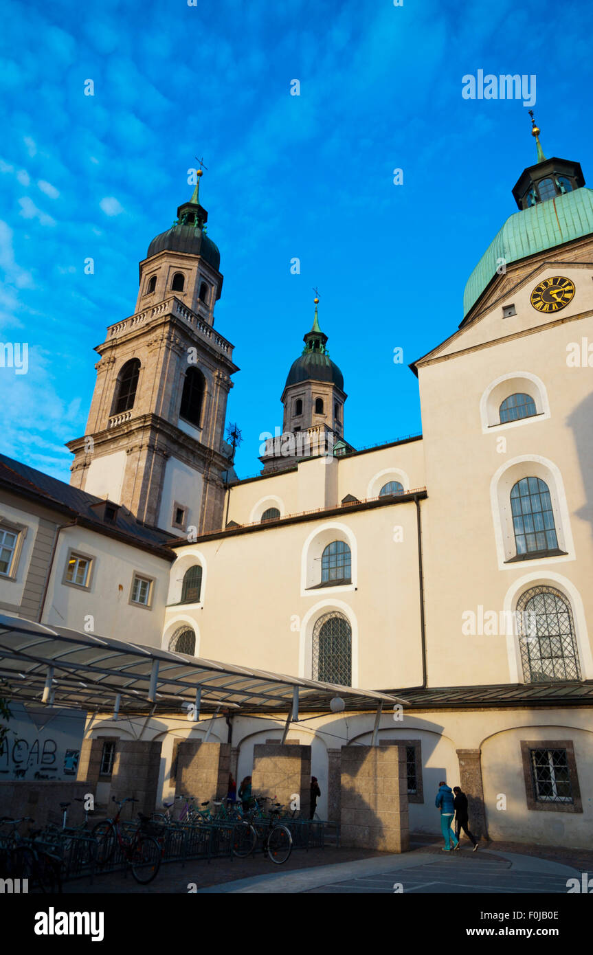Jesuitenkirche, Heilige Dreifaltigkeit, la Chiesa Gesuita, Altstadt, città vecchia, Innsbruck, Austria Foto Stock
