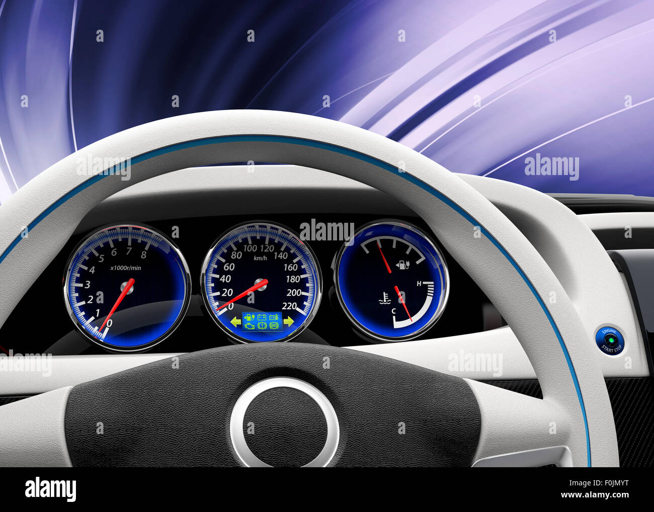 Il futuristico veicolo elettrico cruscotto e interior design. 3D rendering immagine con un design originale. Foto Stock