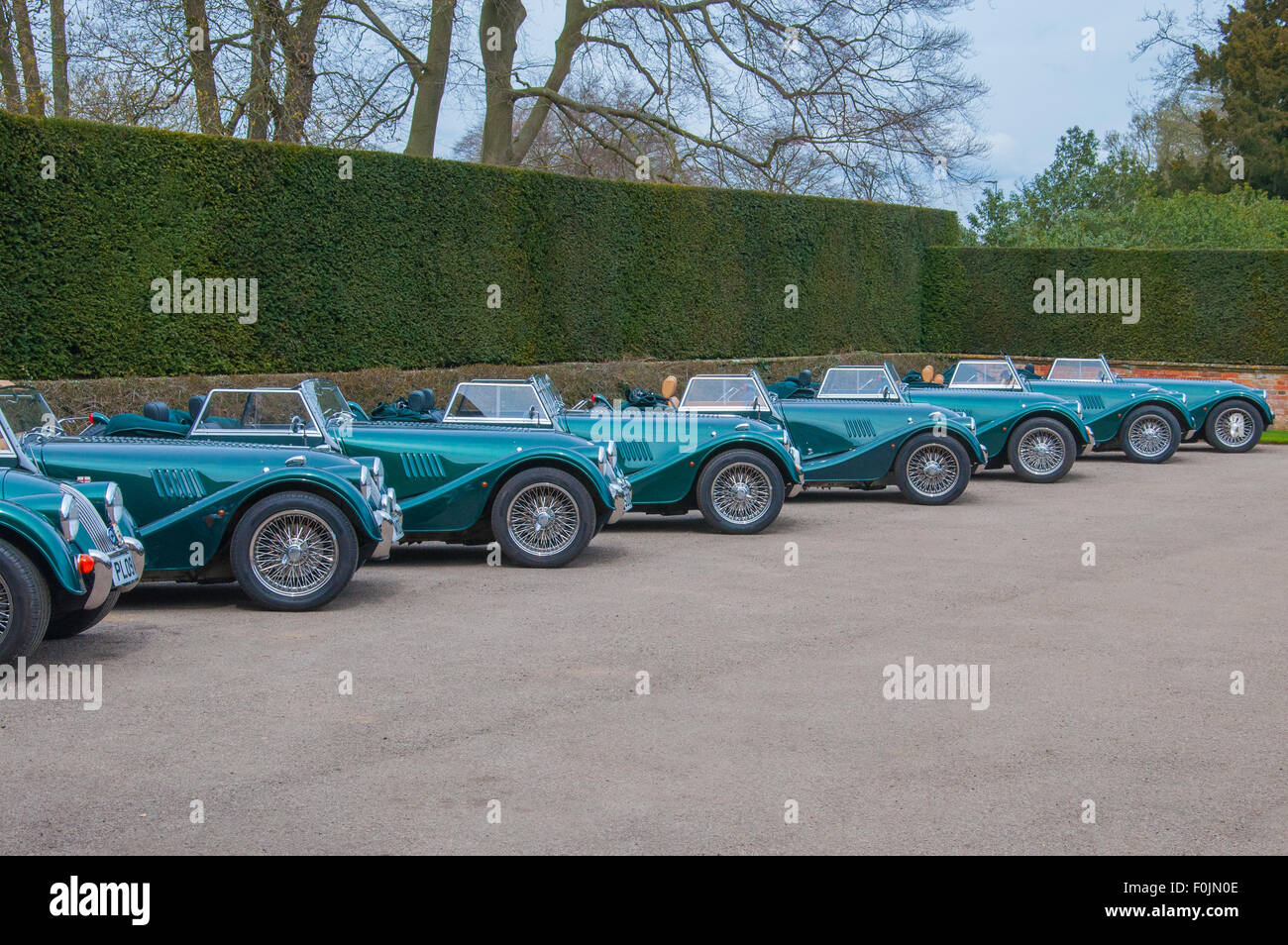 Una linea di Morgan vetture sportive. Foto Stock
