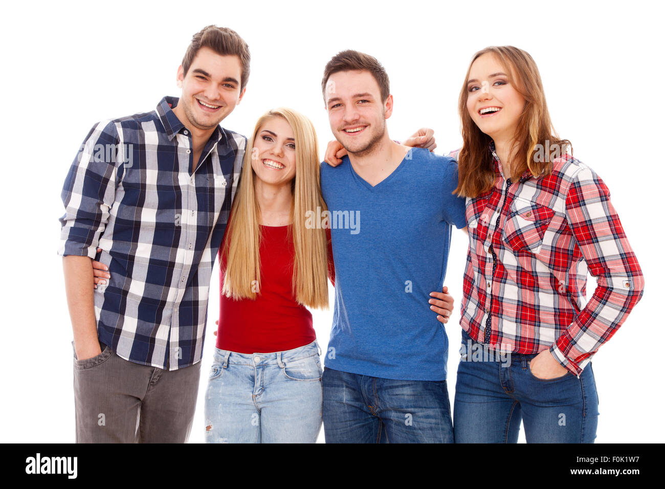 Un gruppo di giovani felici hanno Foto Stock