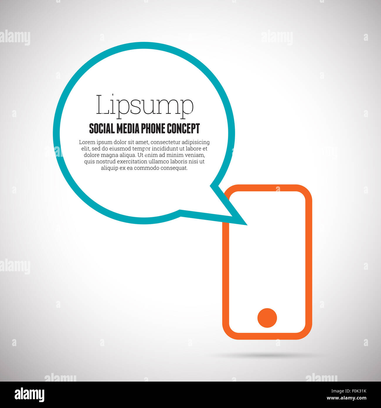 Illustrazione Vettoriale di colore e telefono fumetto profilo di social media concetto. Foto Stock