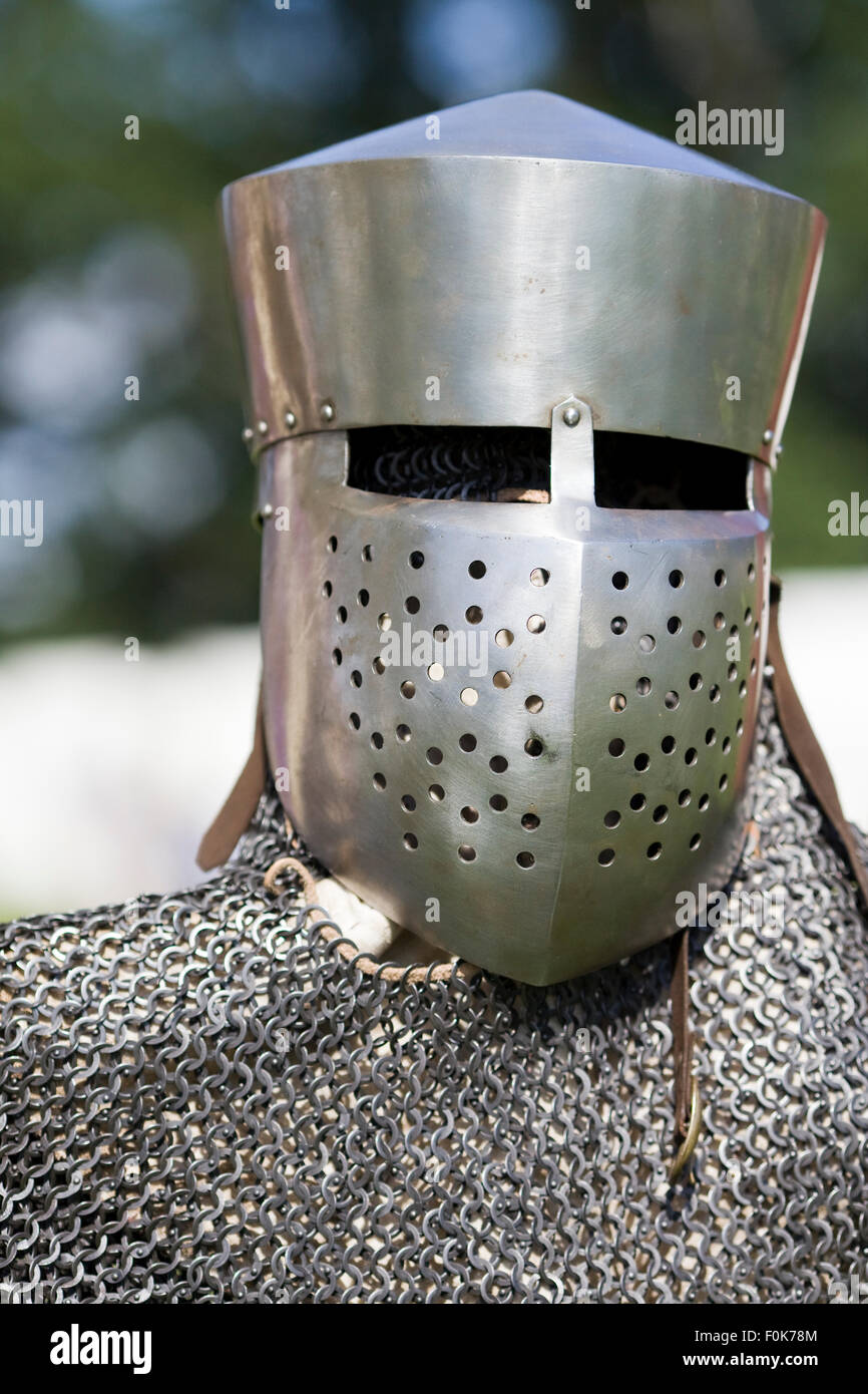 Cavalieri armor casco e mail a catena Foto Stock