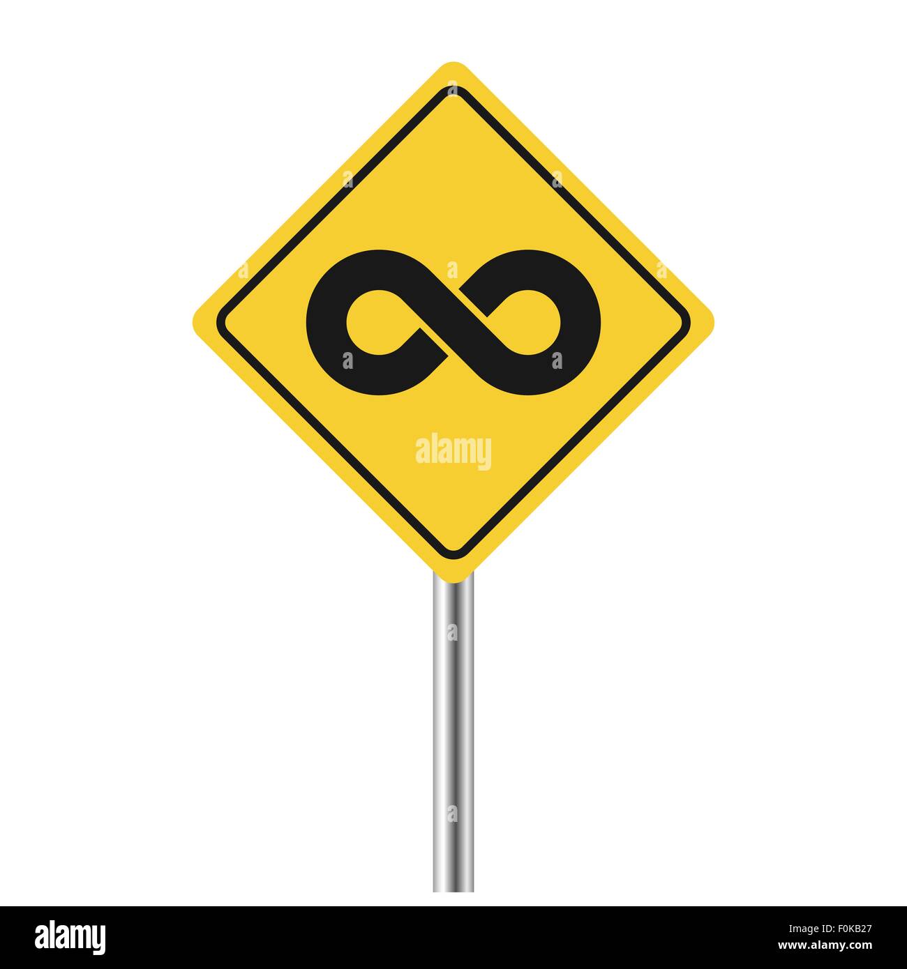 Simbolo di infinito su giallo cartello stradale illustrazione vettoriale Illustrazione Vettoriale