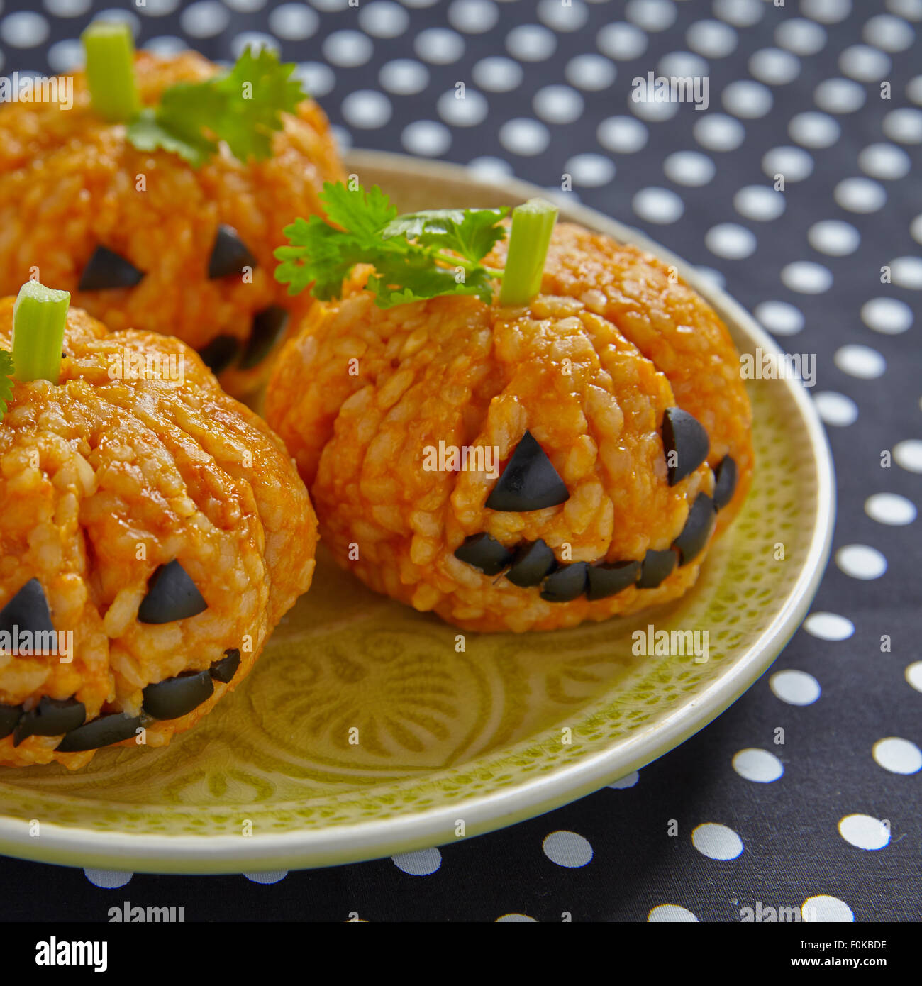 La zucca palla di riso Jack O lanterne Foto Stock