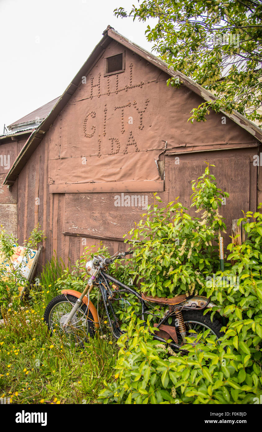 Historic Hill City negozio e salone, Camas Prairie, Idaho, Stati Uniti d'America Foto Stock