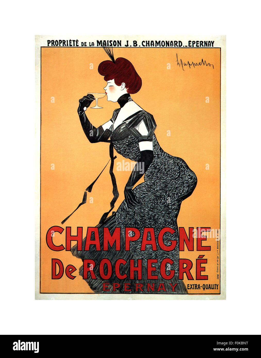 Champagne de Rochecre vintage art deco poster da Leonetto Cappiello Foto Stock