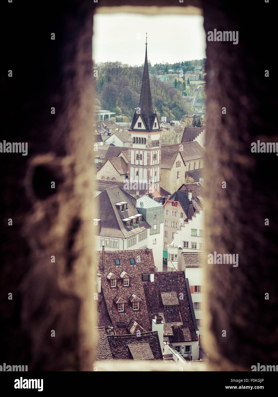 La Svizzera, Sciaffusa, vista la storica città vecchia da Munot Foto Stock