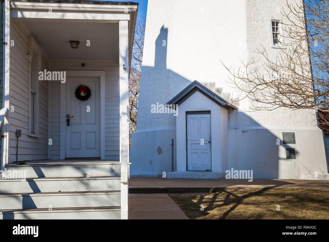 Sandy Hook luce su Fort Hancock, New Jersey, è il più antico faro di lavoro negli Stati Uniti. Foto Stock