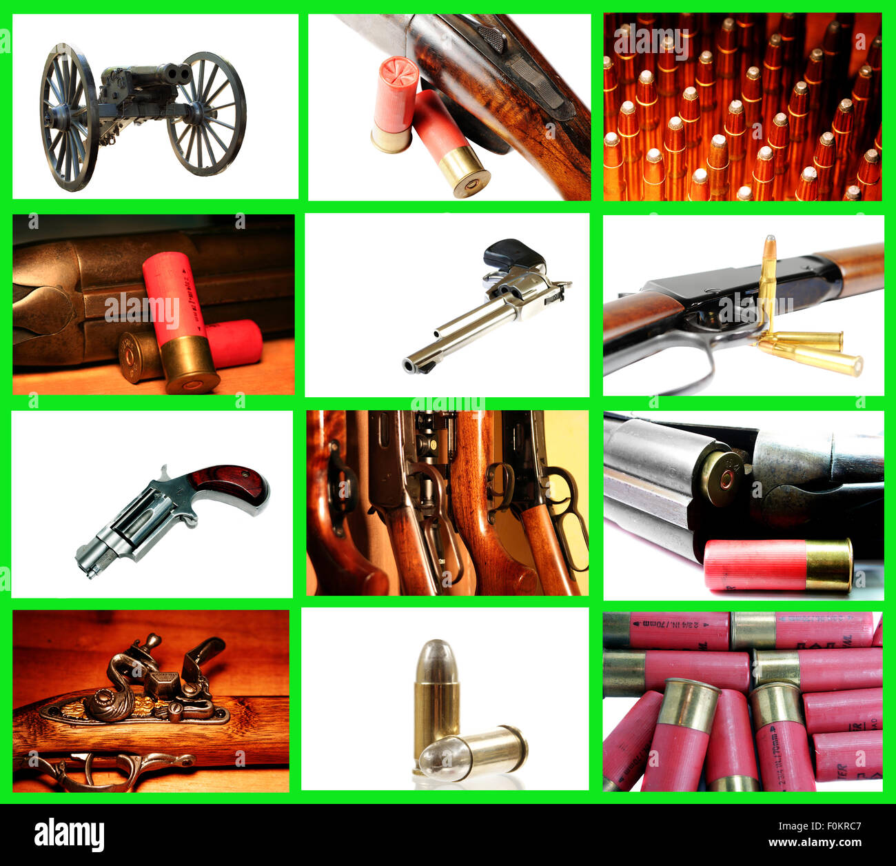 Collage raffigurante una collezione di armi Foto Stock
