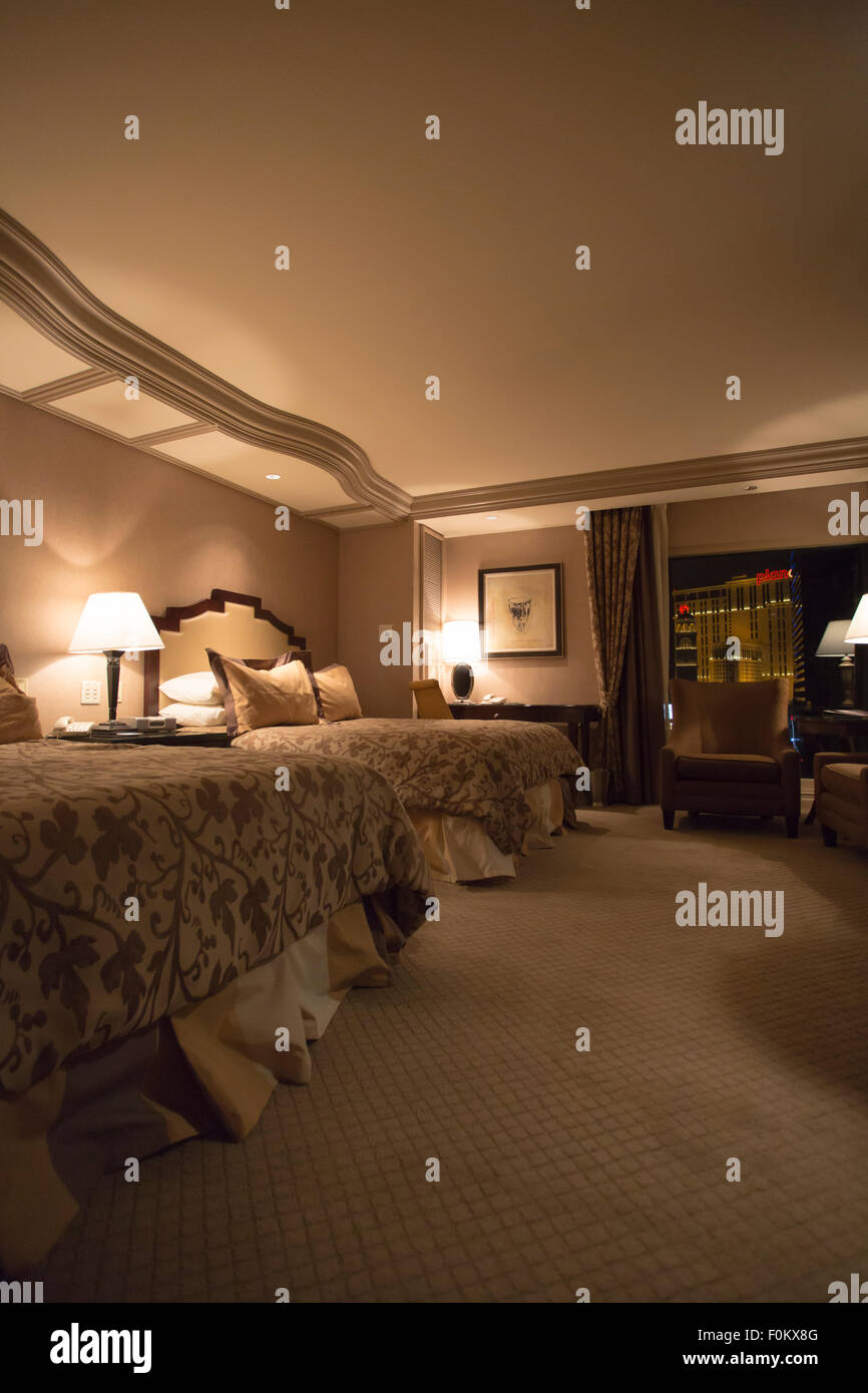 Interno del Bellagio Camera Deluxe - Las Vegas, Stati Uniti Foto Stock