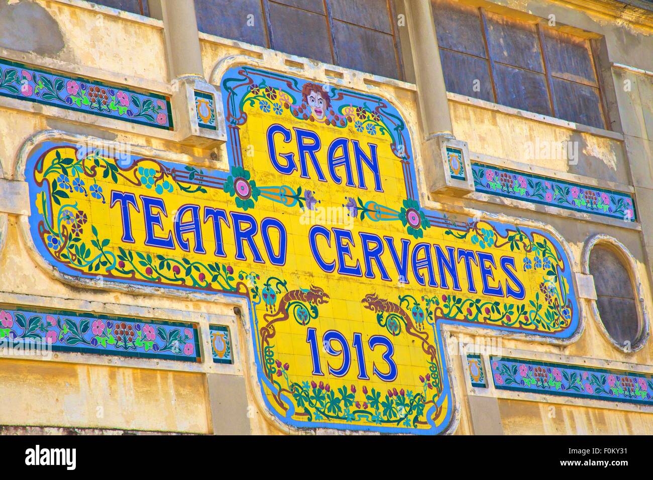 Facciata in stile Art Deco del Teatro Cervantes,Tangeri, Marocco, Africa del Nord Foto Stock