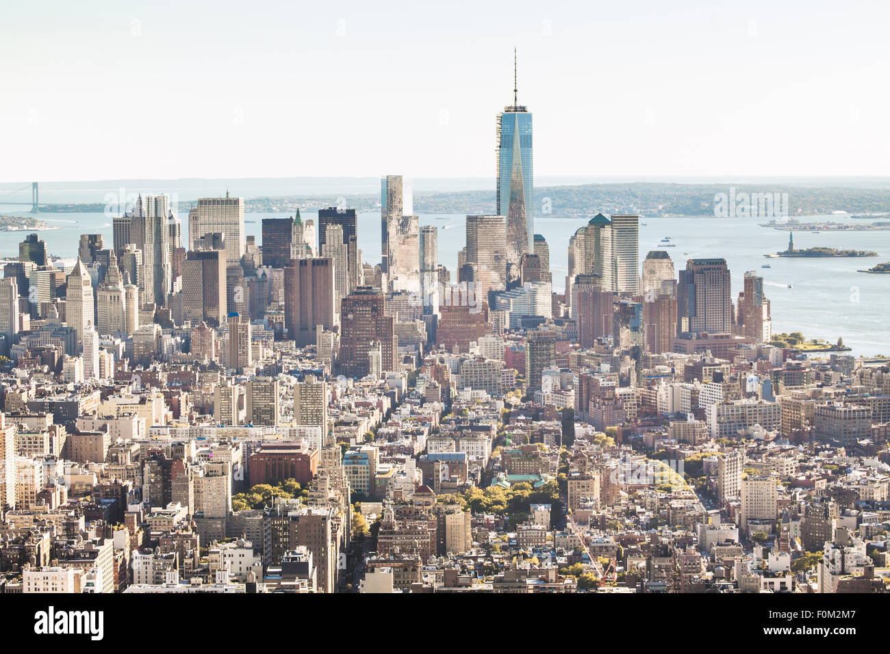 Il centro di Manhattan con One World Trade Center di New York, Stati Uniti d'America Foto Stock