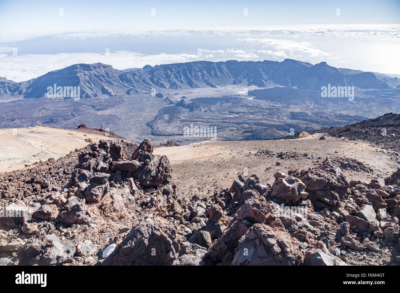 Ampia veduta sulla caldera del vulcano Teide, Tenerife, Isole canarie, Spagna Foto Stock