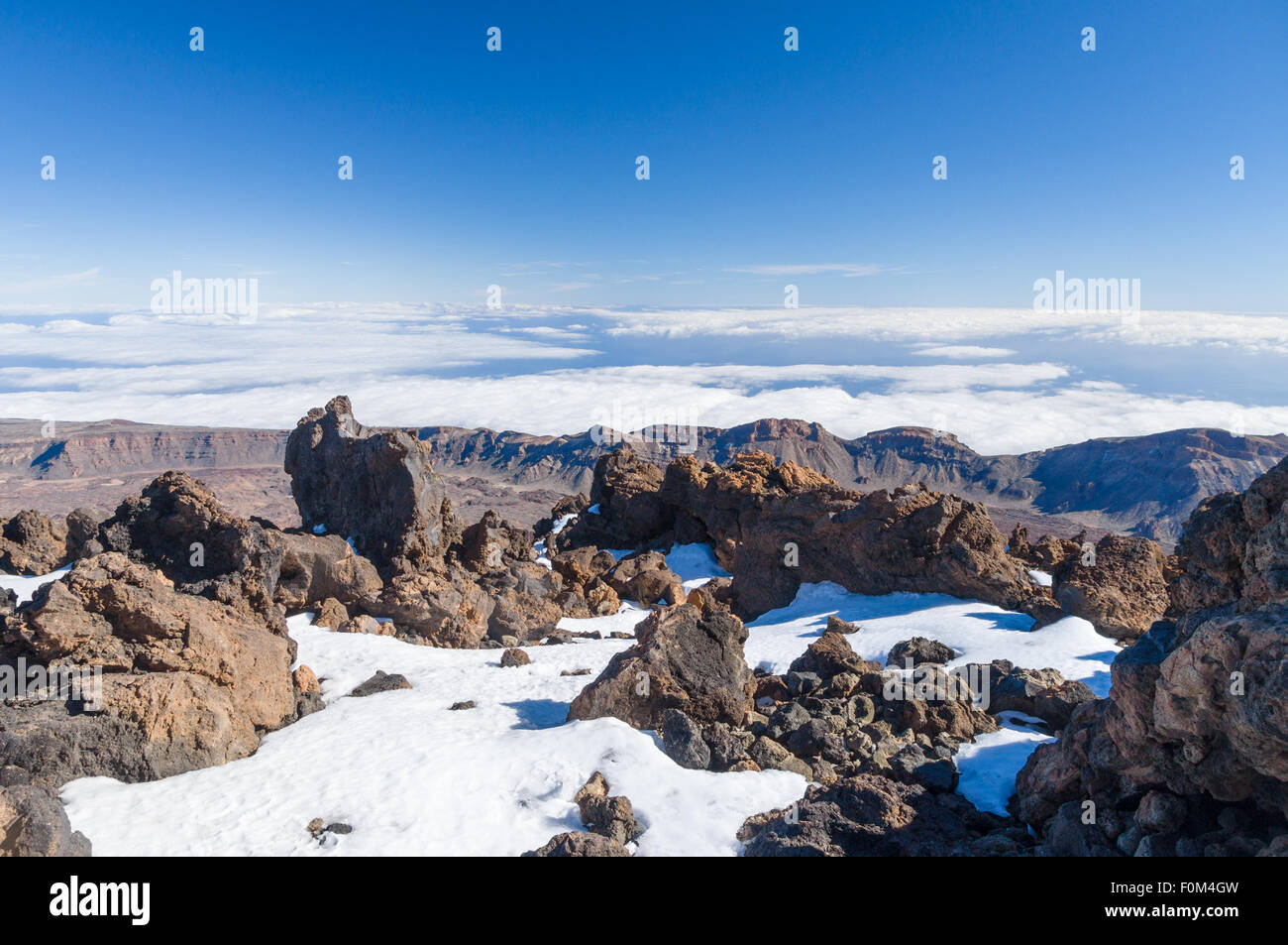 Vista aerea dal picco del vulcano Teide, Tenerife, Isole Canarie, Spagna Foto Stock