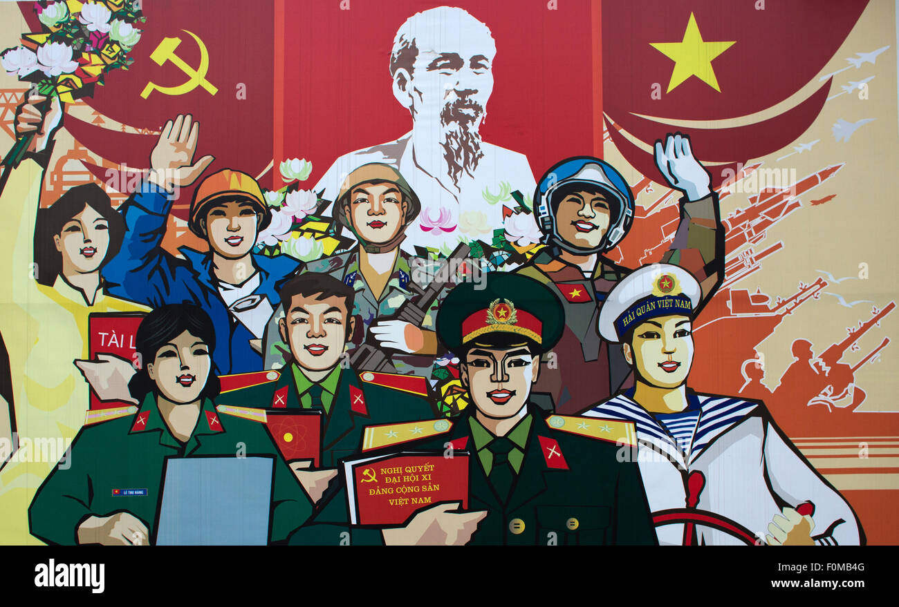 La propaganda comunista si manifesti in Hanoi, Vietnam Foto Stock