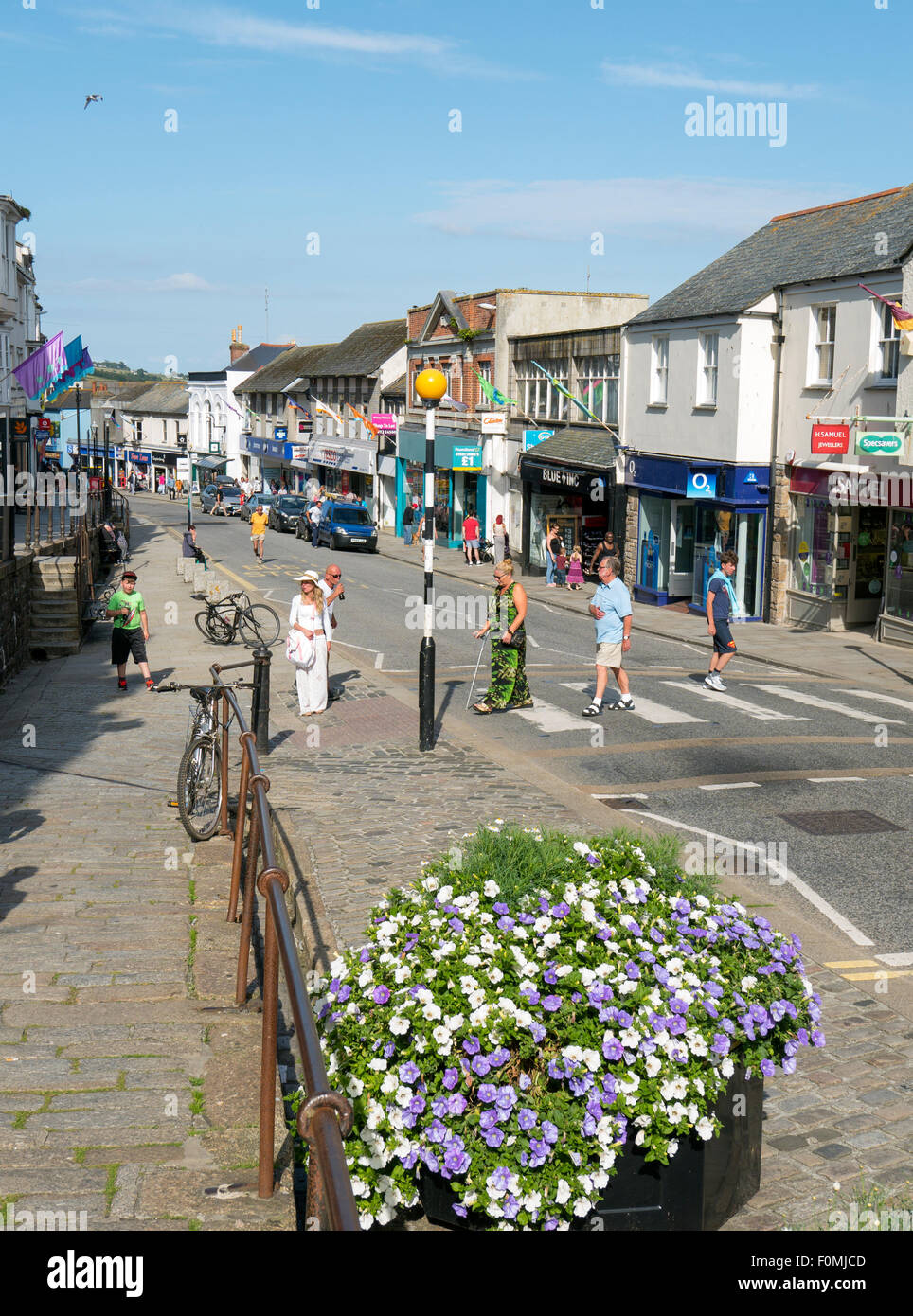 Mercato ebreo Street a Penzance, Cornwall Inghilterra. Foto Stock